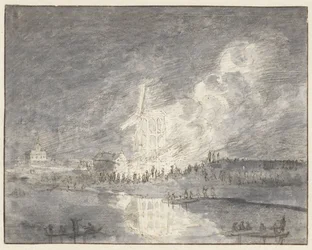 Fire in a Mill on the Muiderdijk, ca. 1710