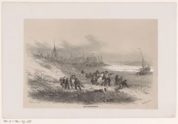 Scheveningen During the Storm of May 28, 1860 (series: Album of Ten Lithographed Sketches Depicting Scenes of the Destruction Caused by the Storm of May 28, 1860 in The Hague Forest, Scheveningen)