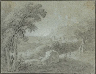 Southern Hilly Landscape with a City in the Distance