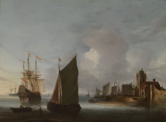 Ships near Zierikzee with the Zuidhavenpoort