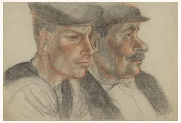 Portrait of Two Unknown Men with Caps