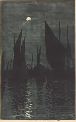 Moonlight in the Harbor at Dieppe