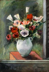Anemones in a White Vase