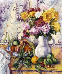 Chrysanthemums and Fruit