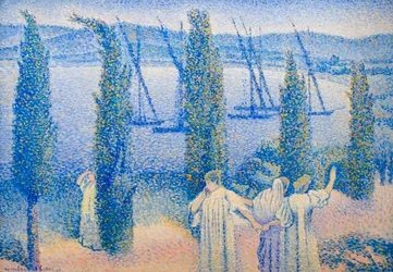 Coastal View with Cypress Trees