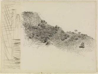 Ridge Sloping Down to the Right in Southern France, with a Fragment of Another Drawing to the Left