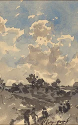 A Landscape with Figures Walking along a Path