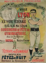 Poster advertising a gymnastics contest in Lyon