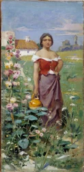 Young Woman Clothed with a Gypsy in a Field