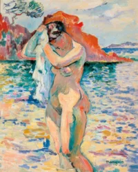 A Bather Drying Her Hair by the Sea