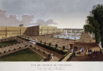 Chateau de Versailles on the side of the gardens - in Views of Paris by Courvoisier
