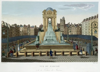 The Fountain of the Innocents, circa 1820 - in Views of Paris by Courvoisier 1827