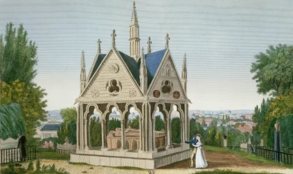 The Tomb of Heloise and Abelard in the Père Lachaise Cemetery, 1815-20