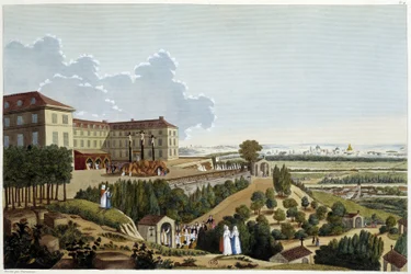 View of Calvary, during the feasts of the Ste Croix, in Suresnes - in Views of Paris by Courvoisier