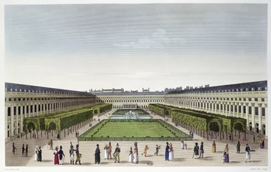 View of the Gardens of the Palais Royal, as seen from the Galeries de Bois, engraved by Aubert Fils, c.1815-20