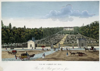 View of the Jardin du Roi (Garden of Plants) taken from the bridge opposite - in Views of Paris by Courvoisier