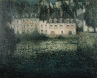 House on the River in the Moonlight