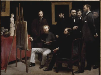 A workshop at the Batignolles (with several portraits of artist)