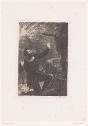 Cellini Kneels Before His Bronze Statue of Perseus
