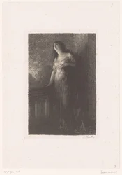 Julia Standing on the Balcony at Night