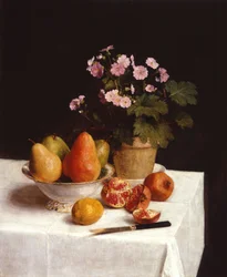 Still Life (Primroses, Pears and Pomegranates)