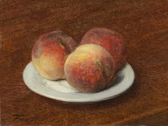 Three Peaches on a Plate, 1868