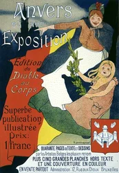 Reproduction of a poster advertising the illustrated publication from the Antwerp Exposition