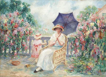 Young Girl and Child on a Terrace