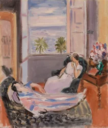 Interior with Two Figures, Open Window