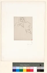 Young Woman Leaning on Her Elbow, Veil over Her Head