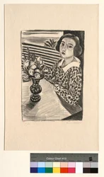 Young Girl Seated with a Bouquet of Flowers