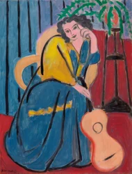 Girl in Yellow and Blue with Guitar