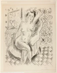 Nude in an Armchair, with a Mashrabiya Background
