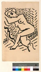 Small Bright Wood or Seated Nude Woman, Three-Quarter View