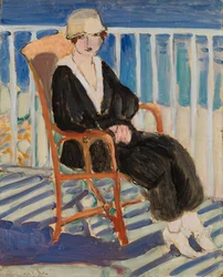Young Girl on a Balcony over the Ocean