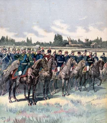 Military Review with General Saussier and Foreign Military Attaches, 14th July 1891