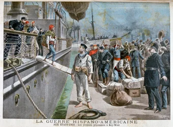 Spanish Prisoners Arriving at Key-West, Spanish-American War, 1898