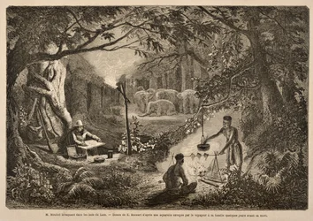 Henri Mouhot Camping in the Jungles of Laos, illustration from 