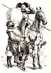 Don Quixote on His Horse, Next to Sancho on His Donkey