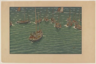 Boats at Anchor in Tréboul, plate 5 from, "Le Beau Pays de Bretagne"