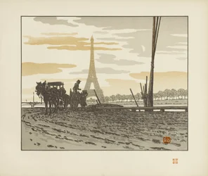 From the Quai de Passy. Coal Workers [The Thirty-Six Views of the Eiffel Tower]