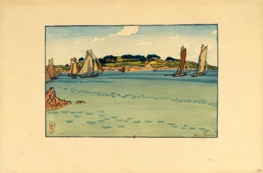Henri Rivière, Barges in Front of...