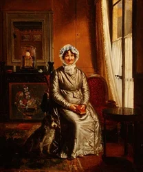 A Lady with a Dog in an Interior