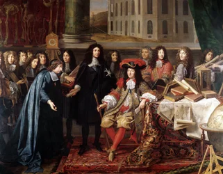 Jean-Baptiste Colbert Presenting the Members of the Royal Academy of Science to Louis XIV (detail)
