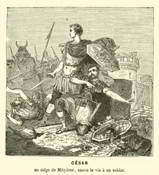 Julius Caesar Saving the Life of a Soldier at the Siege of Mitylene, Lesbos, Greece, 81 BC