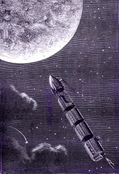 Train of Bullets Fired by a Giant Gun Cannon to the Moon, 