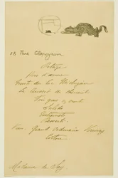 Menu for a Dinner given by May Belfort