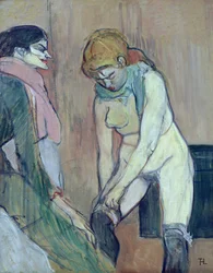 Woman Putting on her Stocking, or Woman of the House
