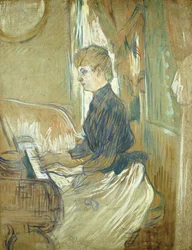 At the Piano, Madame Juliette Pascal in the Salon of the Chateau de Malrome