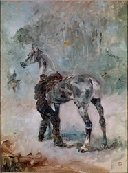 Gunner saddling his horse